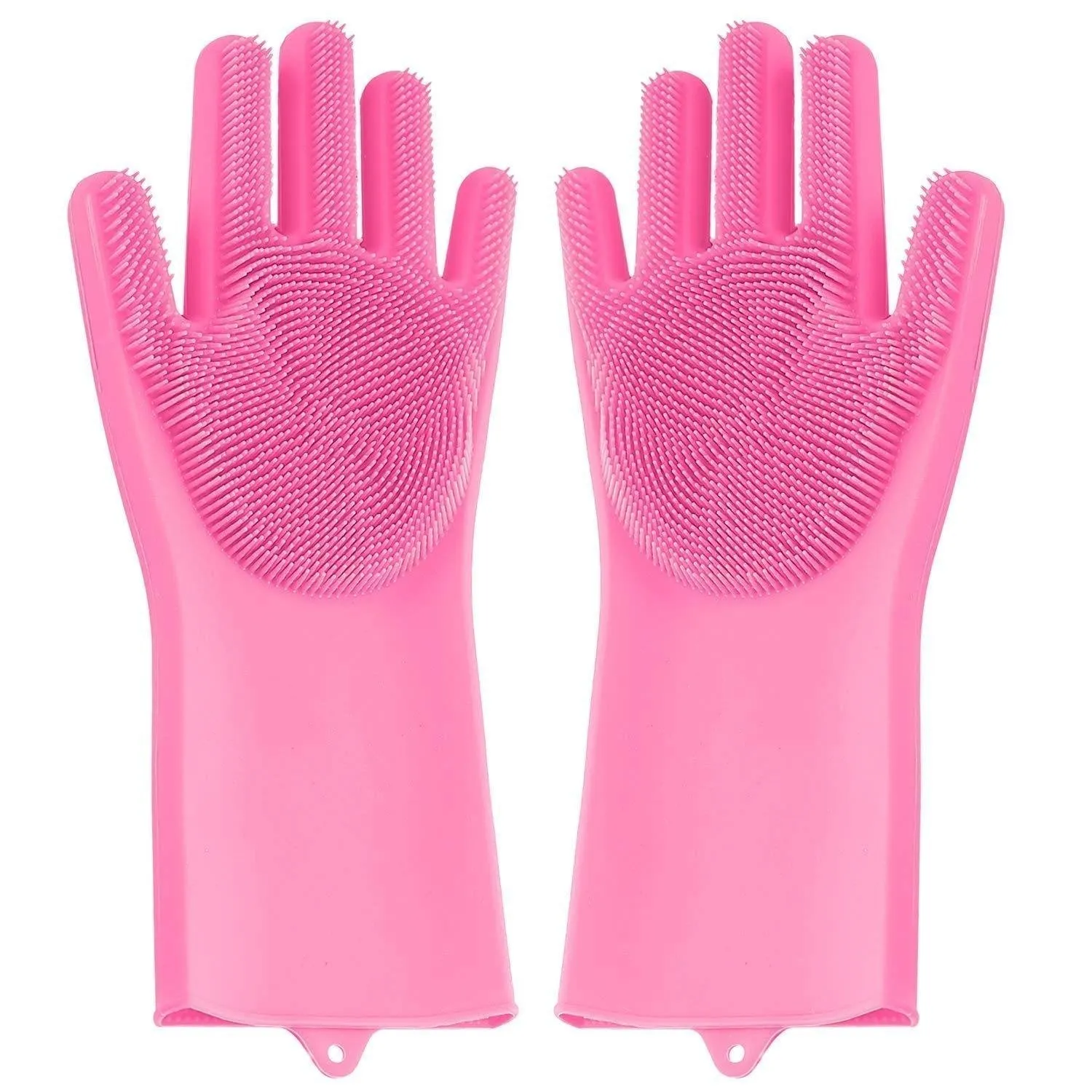 0714A Reusable Silicone Cleaning Brush Scrubber Gloves (Multicolor)