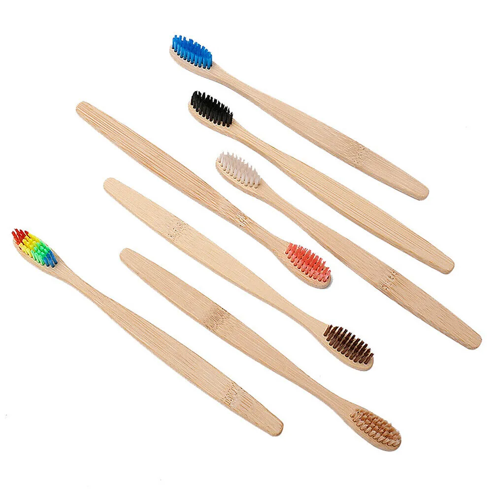 10-20Pcs Bamboo Toothbrush 100% Natural Organic Medium Bristle BPA-Free Bristles