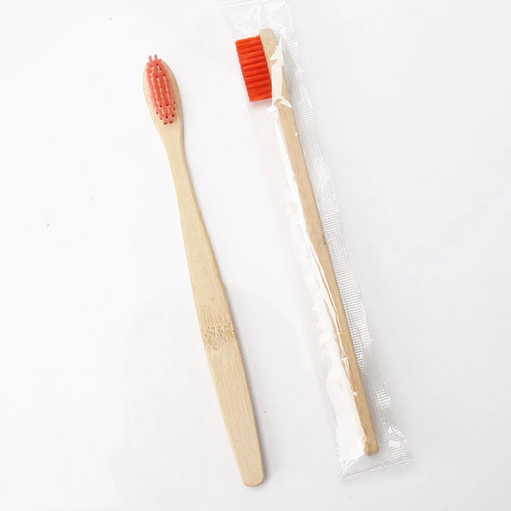 10-20Pcs Bamboo Toothbrush 100% Natural Organic Medium Bristle BPA-Free Bristles