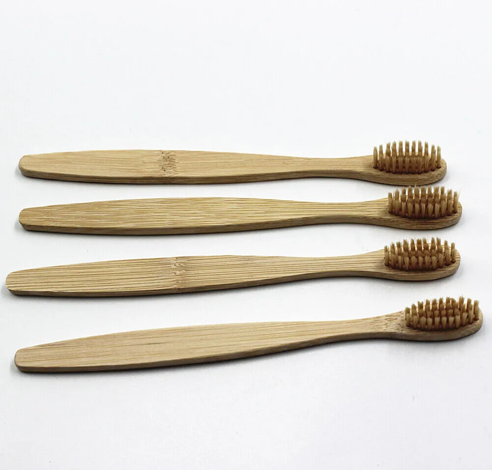 10-20Pcs Bamboo Toothbrush 100% Natural Organic Medium Bristle BPA-Free Bristles