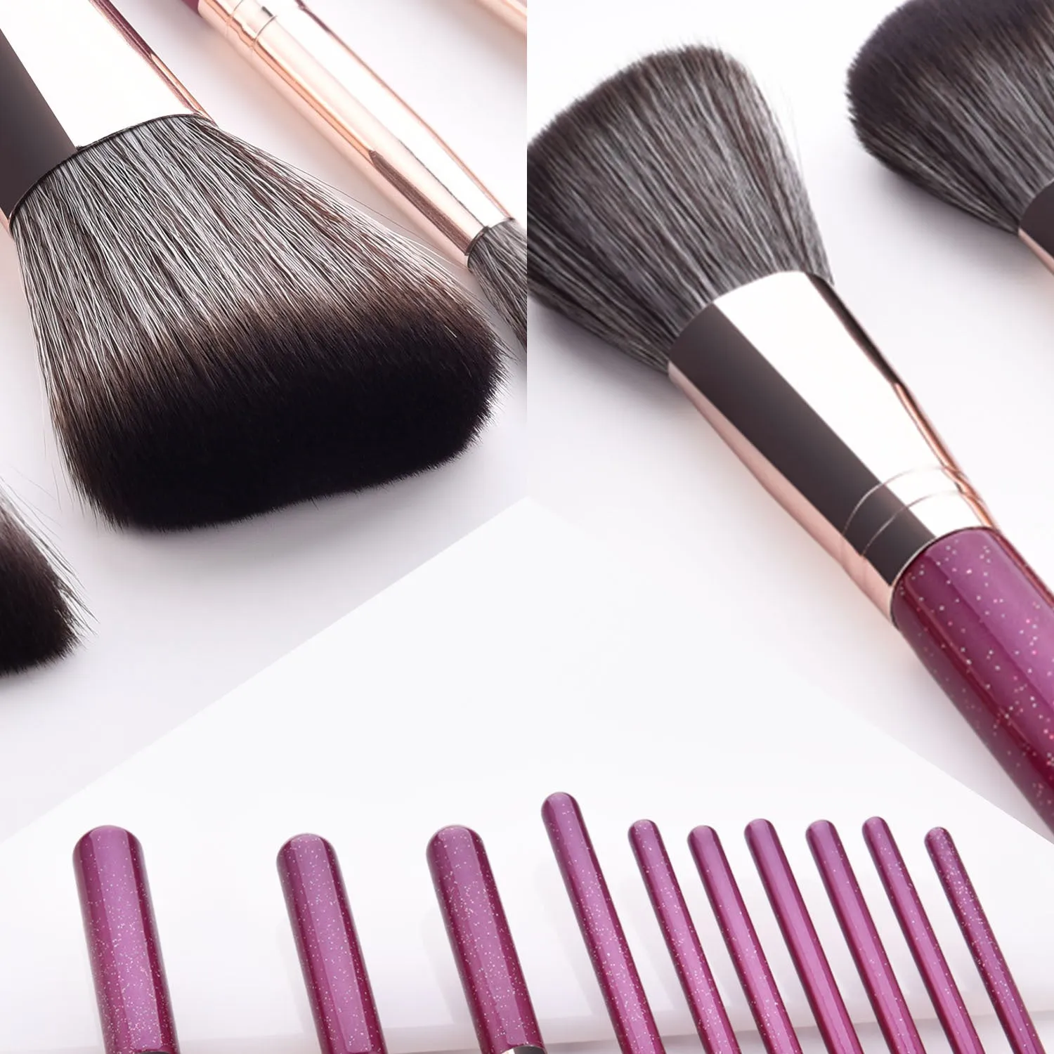 10 Piece Bling Purple Pro Sleek Brush Set - MQO 25 pcs