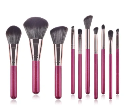 10 Piece Bling Purple Pro Sleek Brush Set - MQO 25 pcs