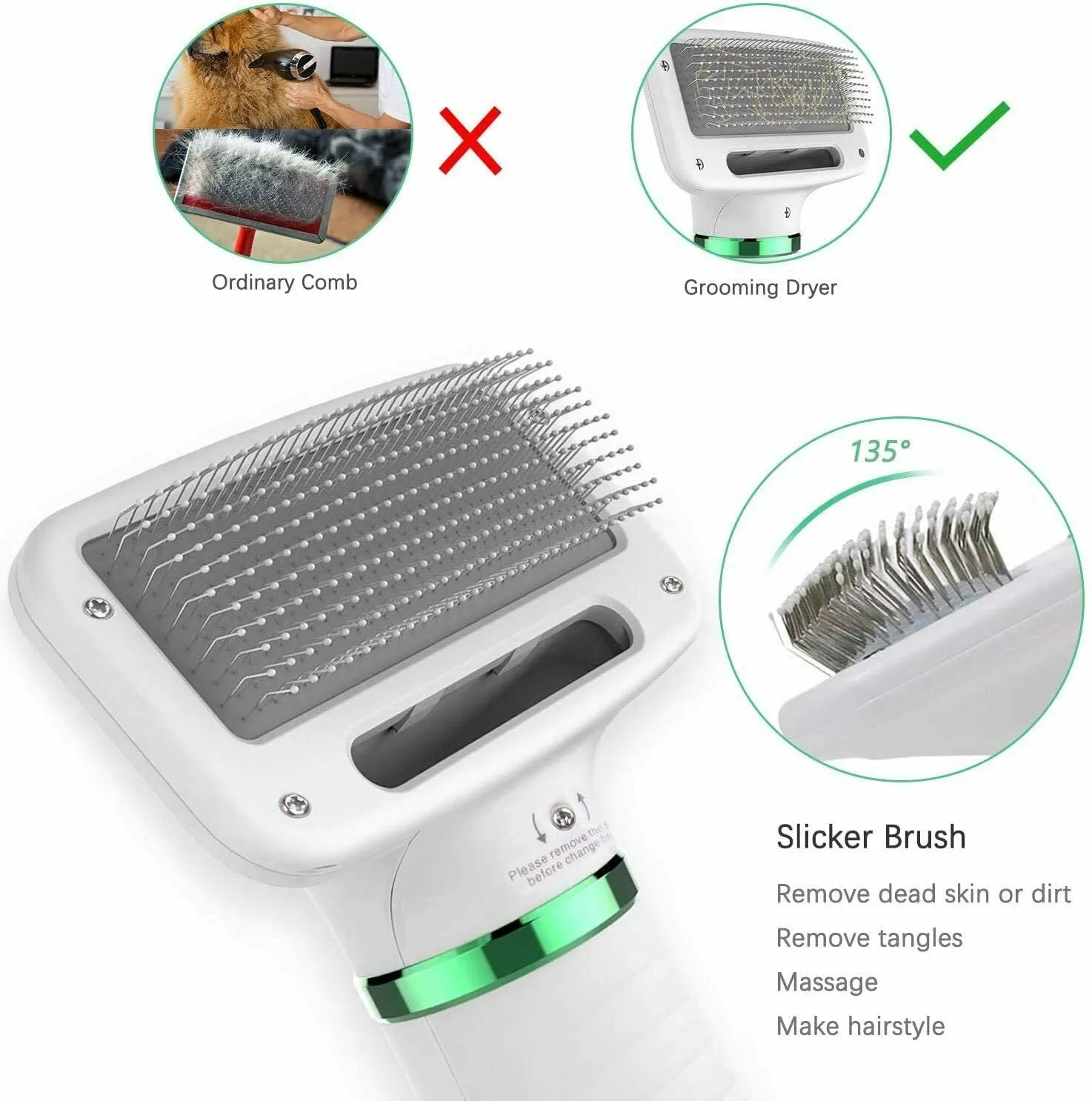 2-in-1 Pet Hair Dryer Brush