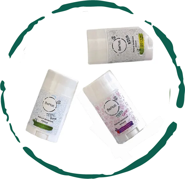 2-Pack all-Natural Deodorants for Kids & Teens by BeNat