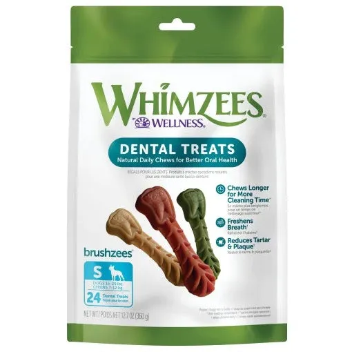 24 Count WHIMZEES® Brusheez Small Daily Dental Treat for Dogs- 12.7 oz