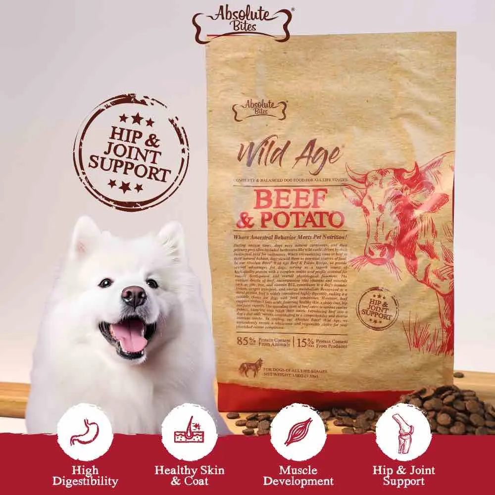 34% OFF FREE Wipes: Absolute Bites Wild Age Beef & Potato Dry Dog Food