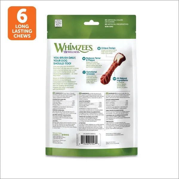 6 Count WHIMZEES® Brusheez Large Daily Dental Treat for Dogs- 12.7 oz