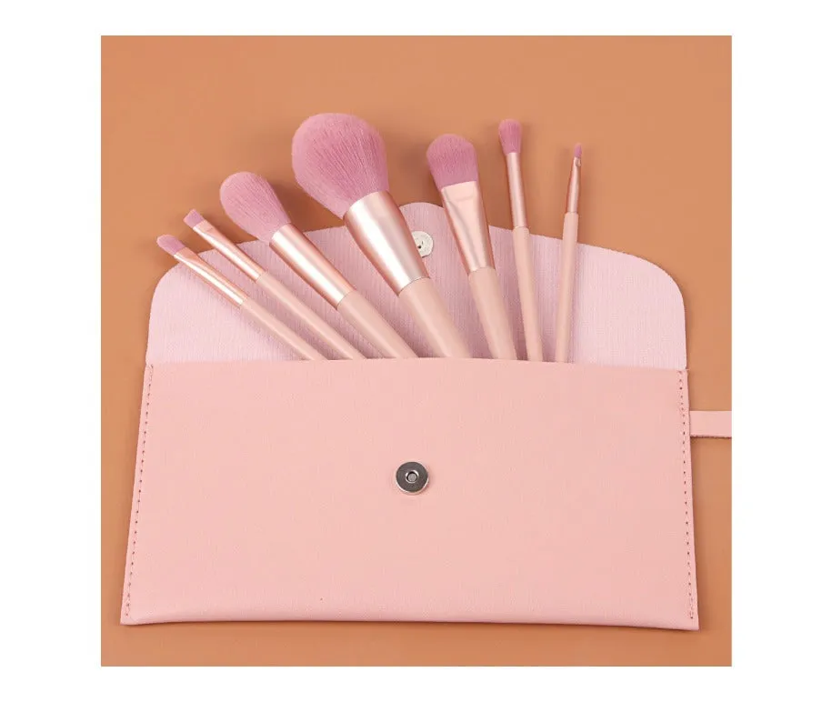 7 pc Pro Sleek Pink and Rose Gold Brush Set - MQO 25 pcs