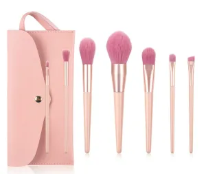 7 pc Pro Sleek Pink and Rose Gold Brush Set - MQO 25 pcs