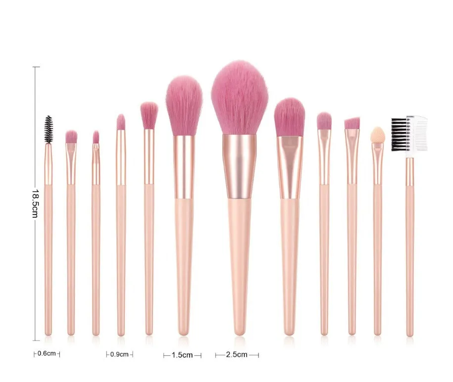 7 pc Pro Sleek Pink and Rose Gold Brush Set - MQO 25 pcs