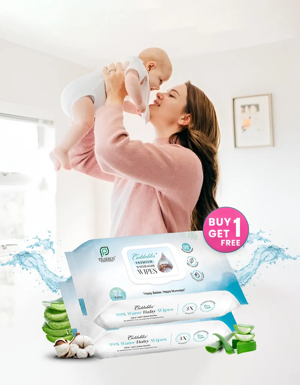 99% Pure Water Baby Wipes - Super Saver Pack (144 Wipes) | Free Shipping