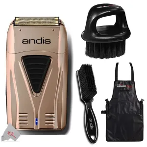 Andis 17220 Professional Profoil Lithium Titanium Foil Cordless Shaver Copper / Rose Gold   All You Need Accessory Bundle