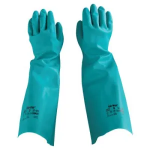 Ansell AlphaTec® Solvex® Nitrile Gloves, Gauntlet Cuff, Unlined, Size 9, Green, 22 mil, 37-185-9