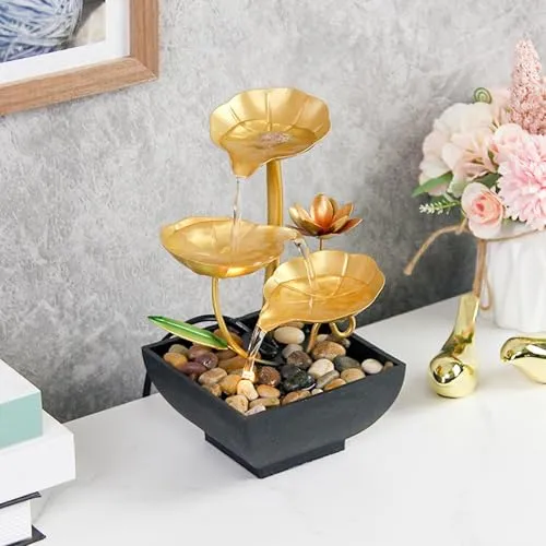 ATORSE® Tabletop Water Fountain 3 Tier Small Desk Waterfall Fountain for Living Room