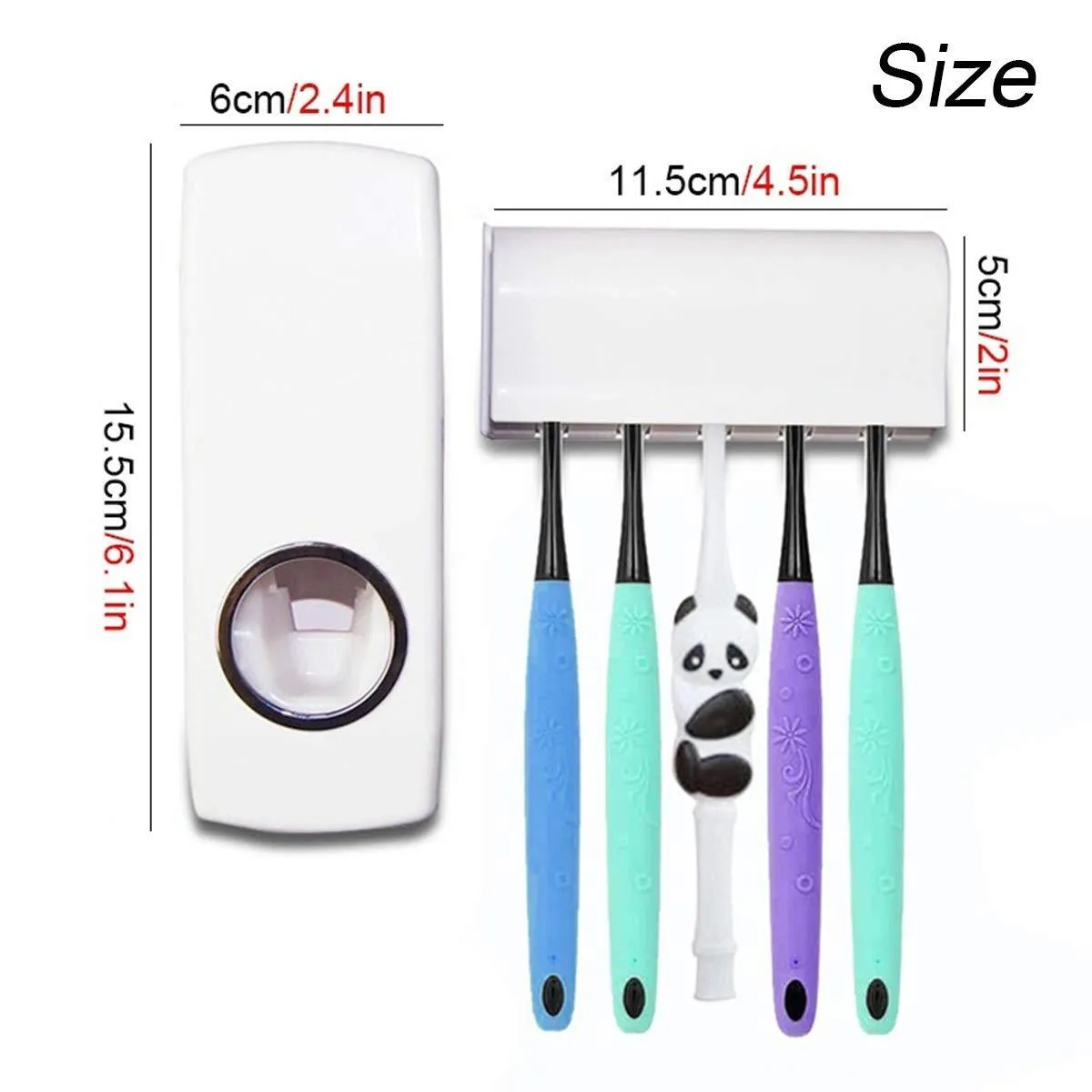 Automatic Toothpaste Dispenser and 5 Toothbrush Holder for Bathroom, Wall Mounted