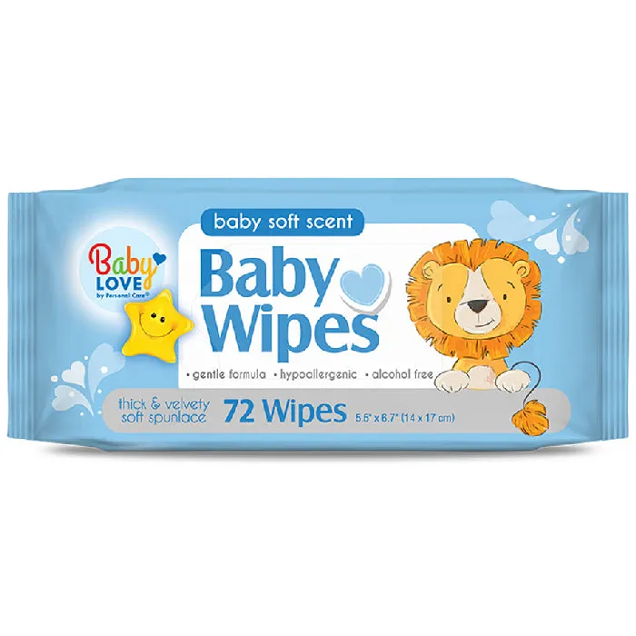 Baby Love Baby Wipes Soft Scent Hypoallergenic Alcohol Free 72 Count