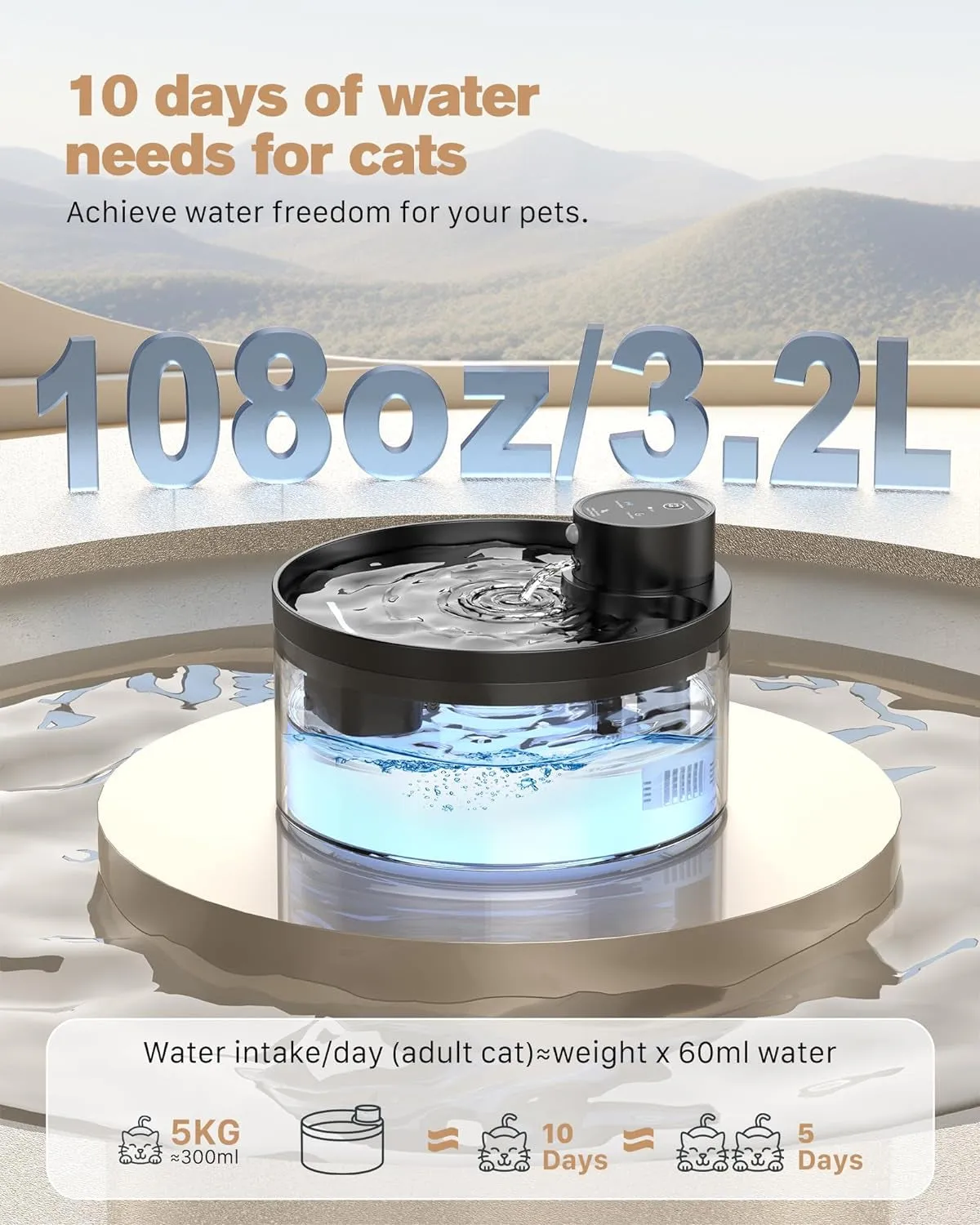 Battery Operated Cat Water Fountain