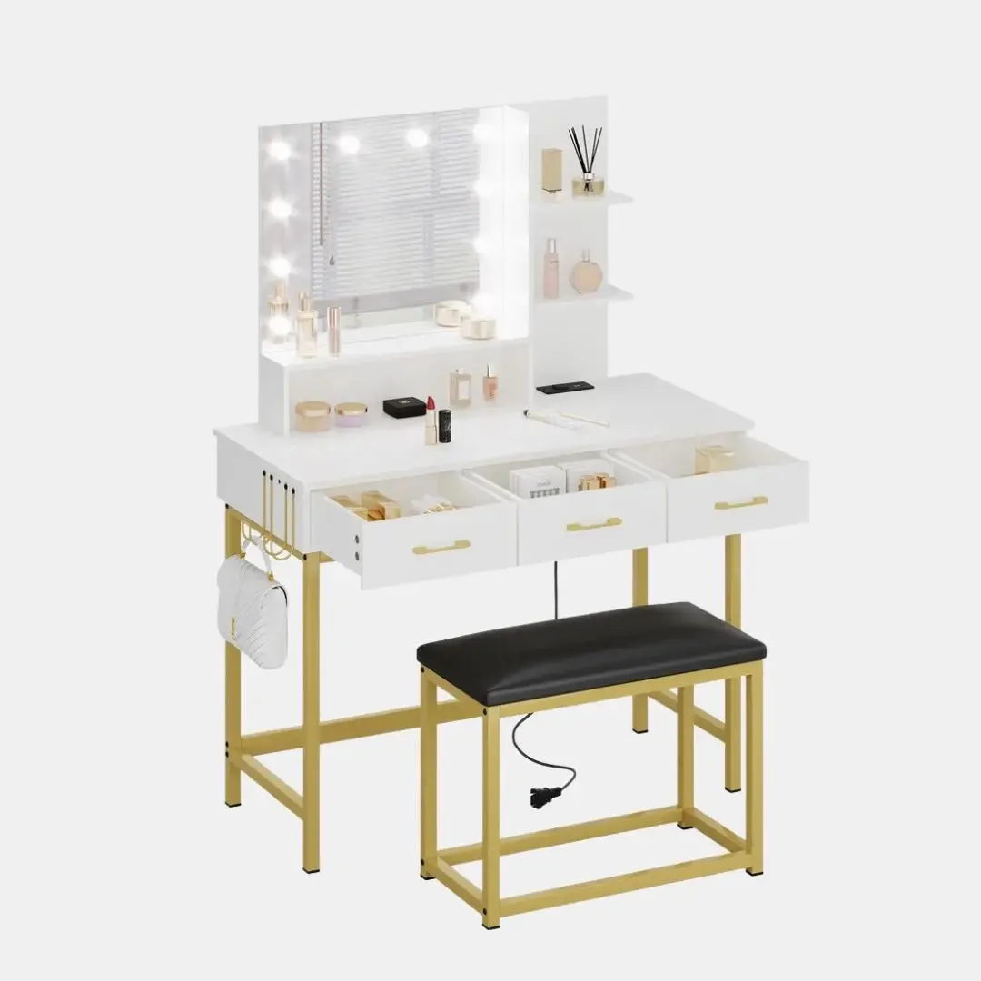 Bestier Makeup Vanity Desk Set with Mirror and Lights