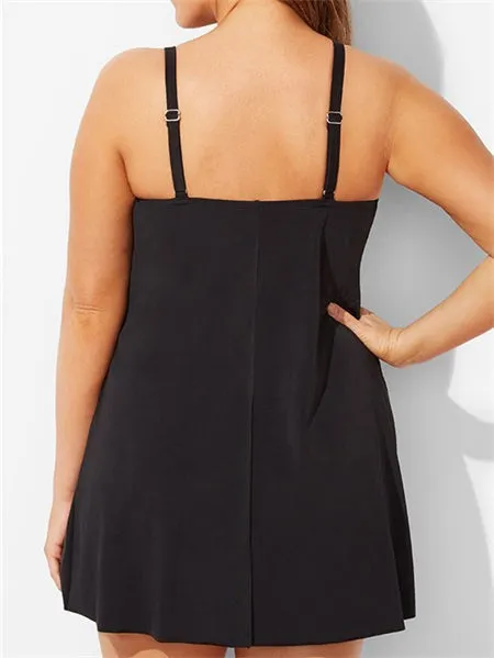 Black V-neck Swimdress