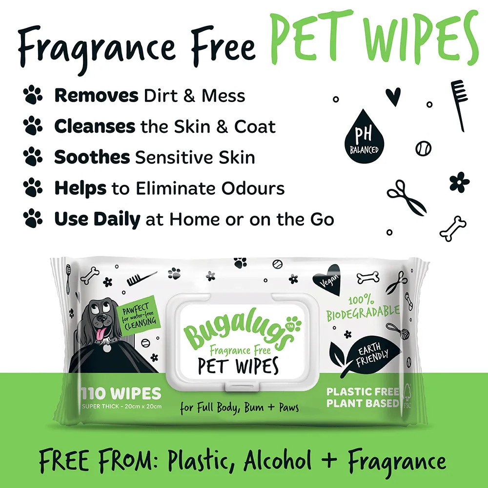 Bugalugs™  Biodegradable Wipes - Fragrance Free