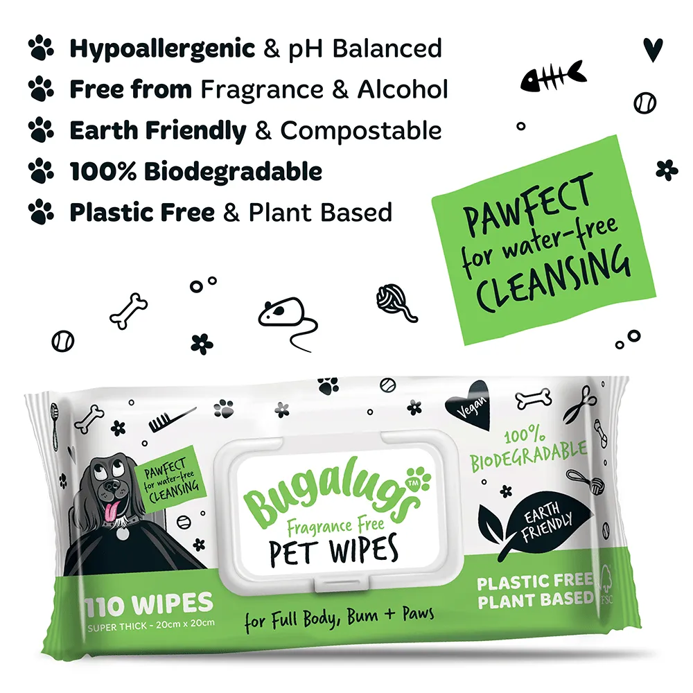 Bugalugs™  Biodegradable Wipes - Fragrance Free