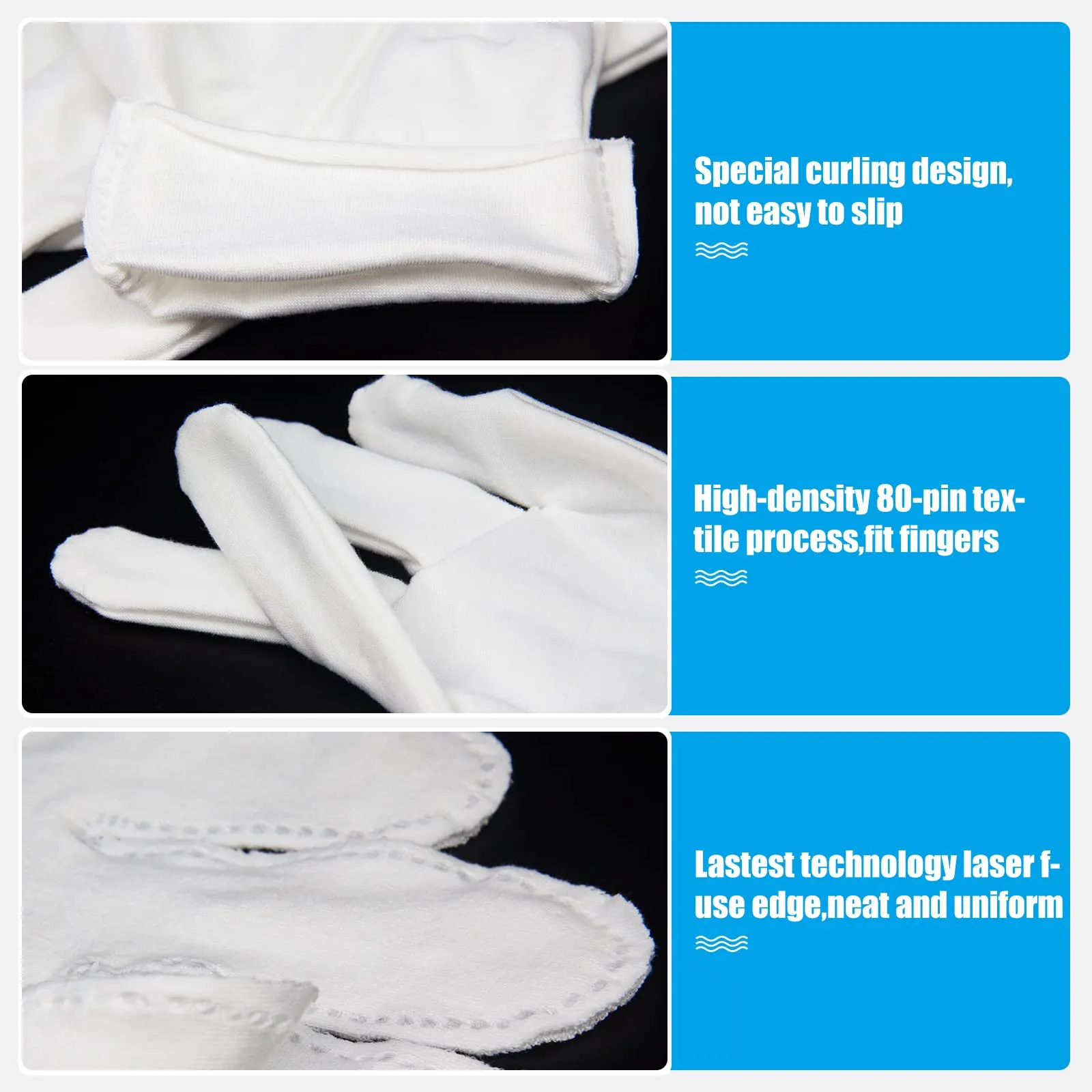 Cotton Gloves, 7 Pairs Cotton Gloves for Dry Hands Sleeping, White Gloves for Women & Men Eczema & SPA, Moisturizing Gloves Overnight, Stretchable Work Glove Liners for Serving Costume Inspection