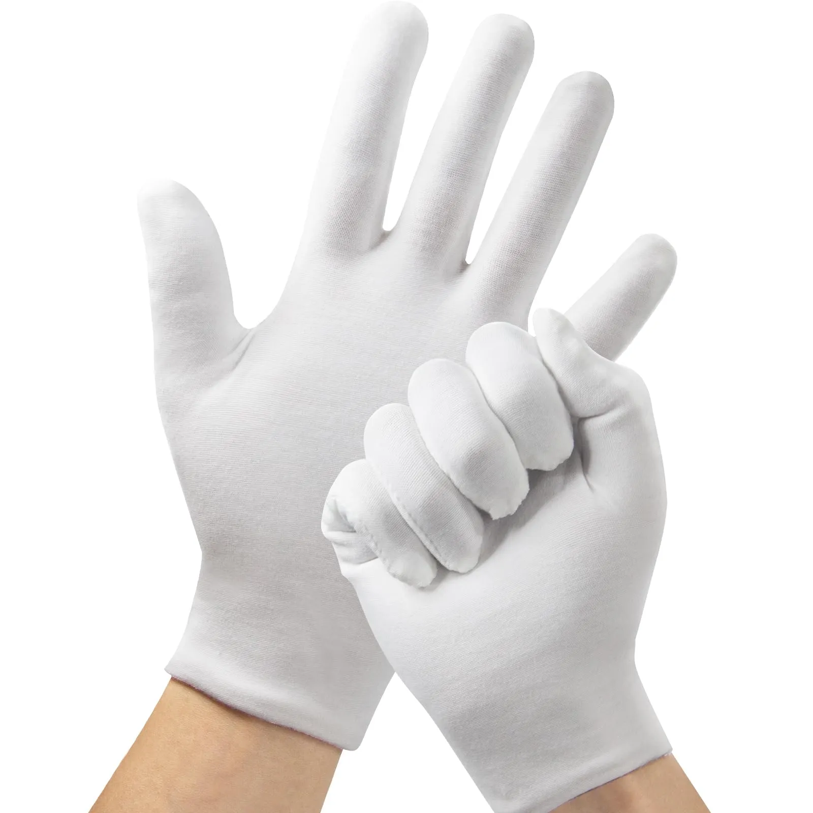 Cotton Gloves, 7 Pairs Cotton Gloves for Dry Hands Sleeping, White Gloves for Women & Men Eczema & SPA, Moisturizing Gloves Overnight, Stretchable Work Glove Liners for Serving Costume Inspection