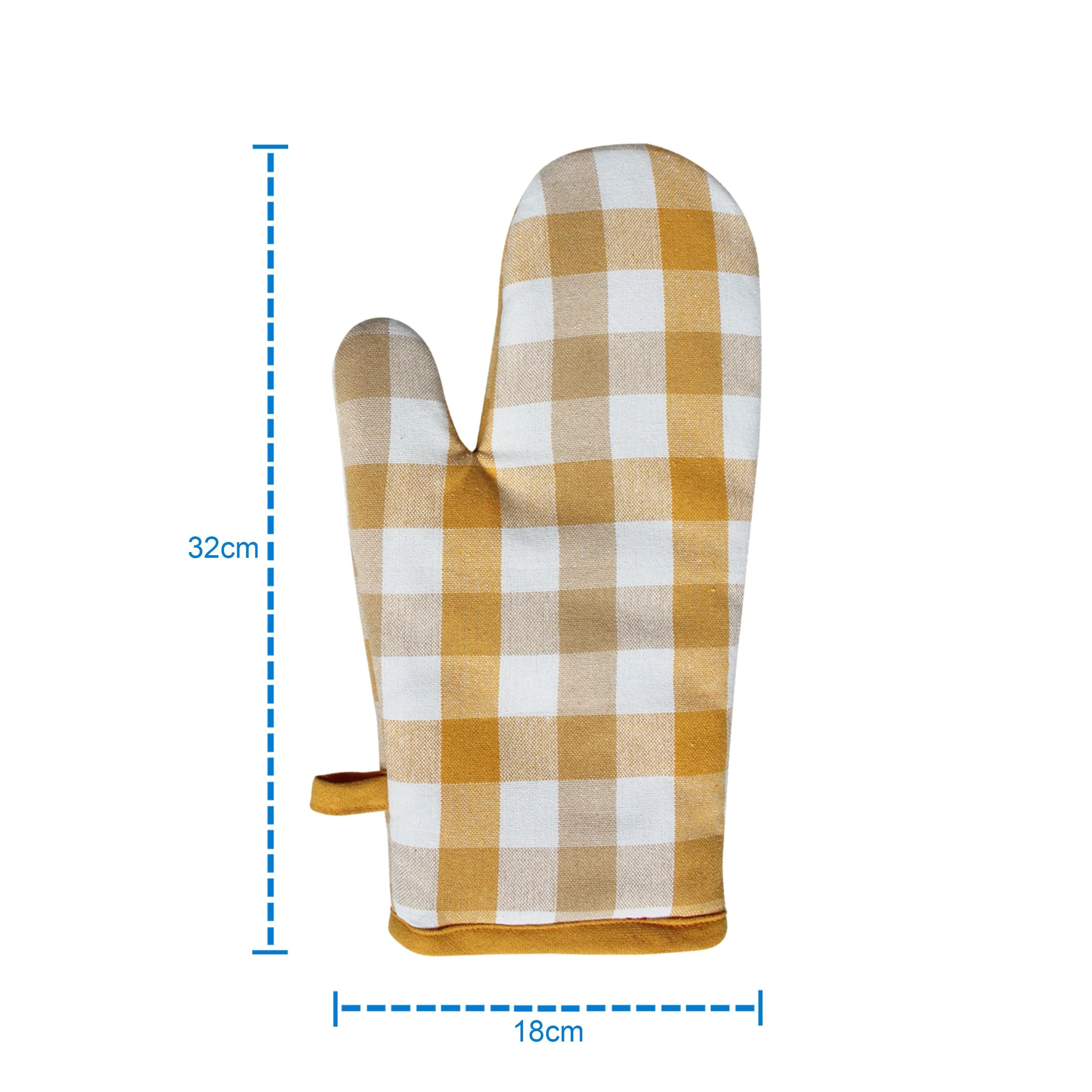 Cotton Lanfranki Yellow Check Oven Gloves Pack Of 2