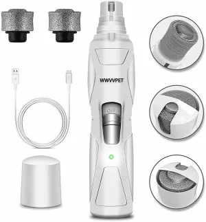 Dog Nail Grinder with 2 Grinding Wheels, Low Noise More Powerful Dog Nail Clipper, Electric Pet Nail Trimmer File, Painless Paw Claw Care, Quiet USB Rechargeable Grooming Tool for L/M/S Dog/Cat/Bird