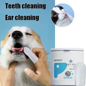 Dog Teeth Cleaning Finger Wipes Disposable Finger Wet Wipes Super Soft Oral Care Toothbrushes 50Pcs Dog Ear Wipes Pet Supplies