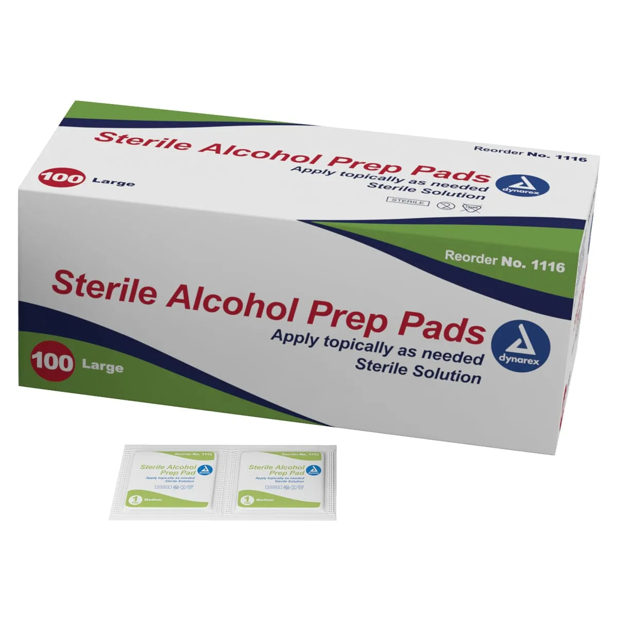 Dynarex Alcohol Prep Pad, Large, 1.18" x 3.54" Sterile