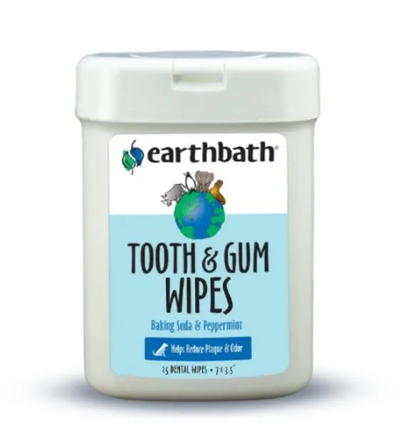 Earthbath Tooth & Gum Wipes for Dogs and Cats