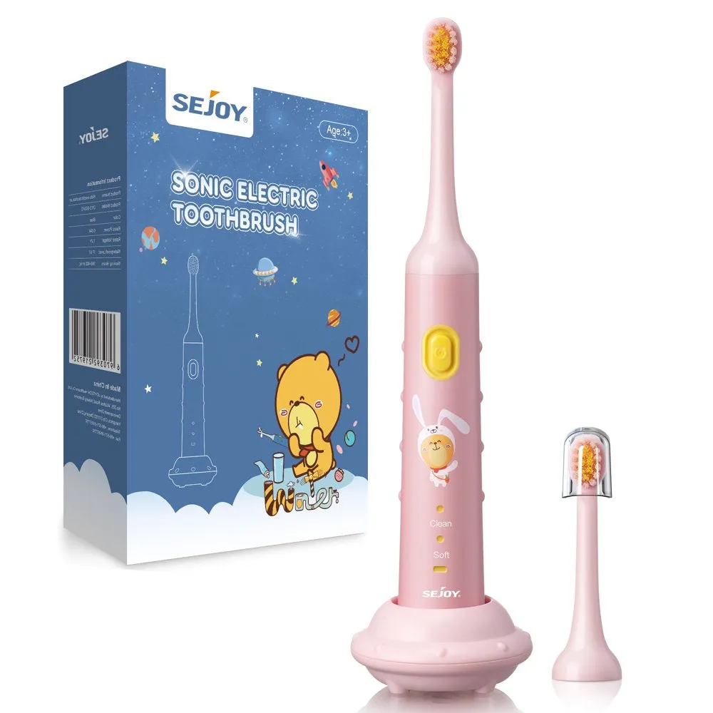 Electric Toothbrush for Kids with Timer and 2 Brush Heads, Sonic Smart Rechargeable Toothbrushes