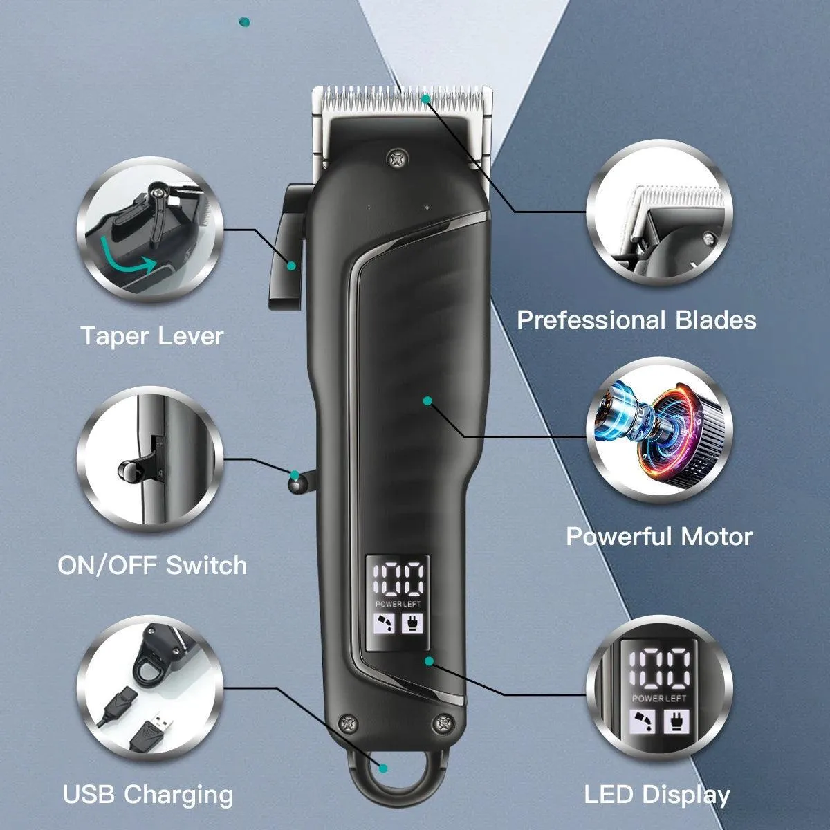 Hair Clipper Professional Hair Cutting Machine Barber Rechargeable