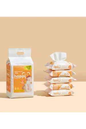 Hoppi Anti-Bacterial Wipes - 20 Pack X 5