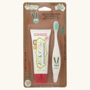 Jack N' Jill Tooth Buddy Pack - Strawberry Toothpaste & Bunny Brush