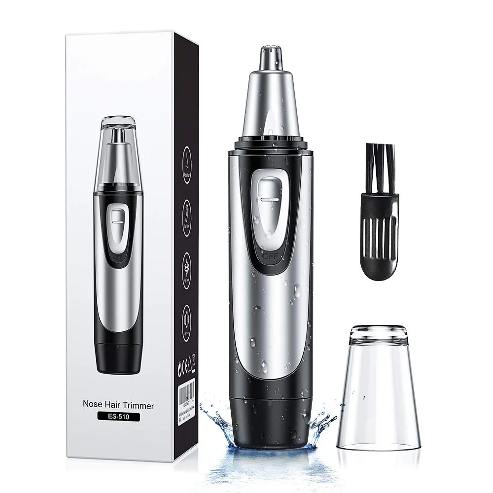 Men's Professional 2 in 1 Nose and Ear Hair Trimmer with Rotary Stainless Steel Dual Edge Blades