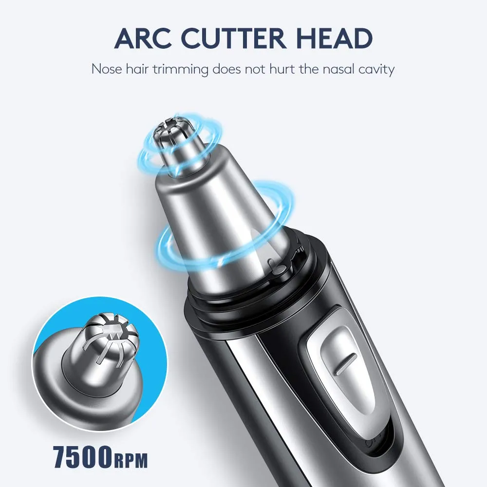 Men's Professional 2 in 1 Nose and Ear Hair Trimmer with Rotary Stainless Steel Dual Edge Blades