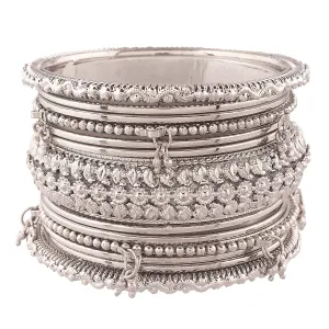 Navratri Ethnic Traditional Silver Plated Oxidized Bangles Set Jewellery for Women/Girls