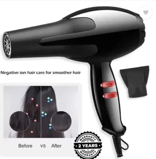 NV-6130 1200 Watts Foldable Hair Dryer 3 Heat Settings including Cool Shot button; Heat Balance Technology (Black & RED Pack Of 1)