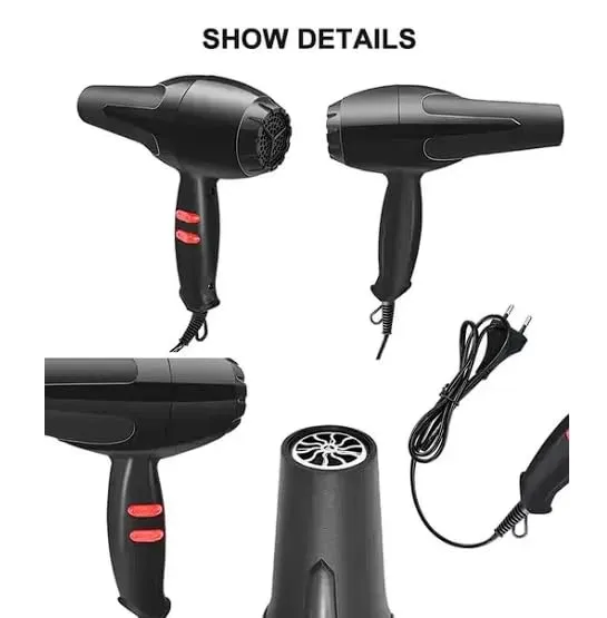 NV-6130 1200 Watts Foldable Hair Dryer 3 Heat Settings including Cool Shot button; Heat Balance Technology (Black & RED Pack Of 1)