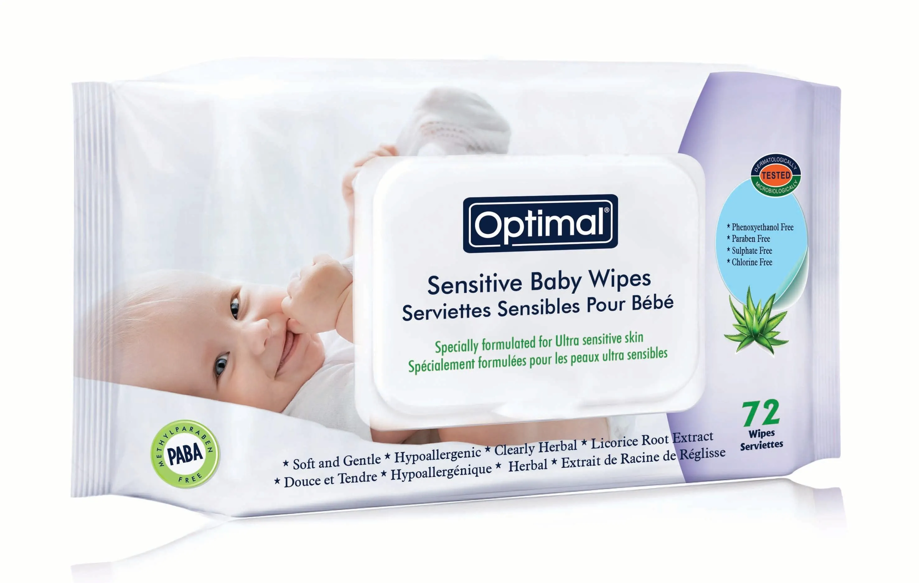 Optimal Wipes Sensitive Herbal With Lid x 72