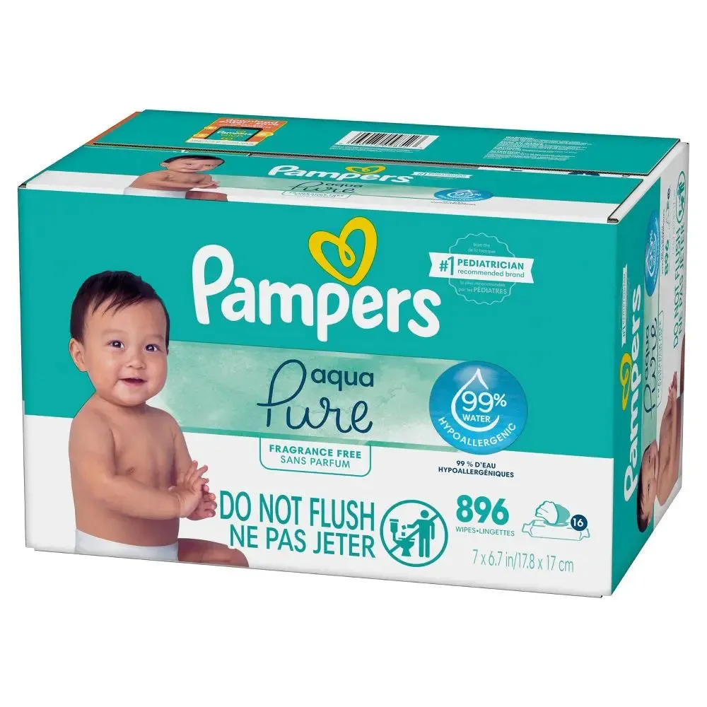 Pampers Baby Wipes - Aqua Pure - 896ct