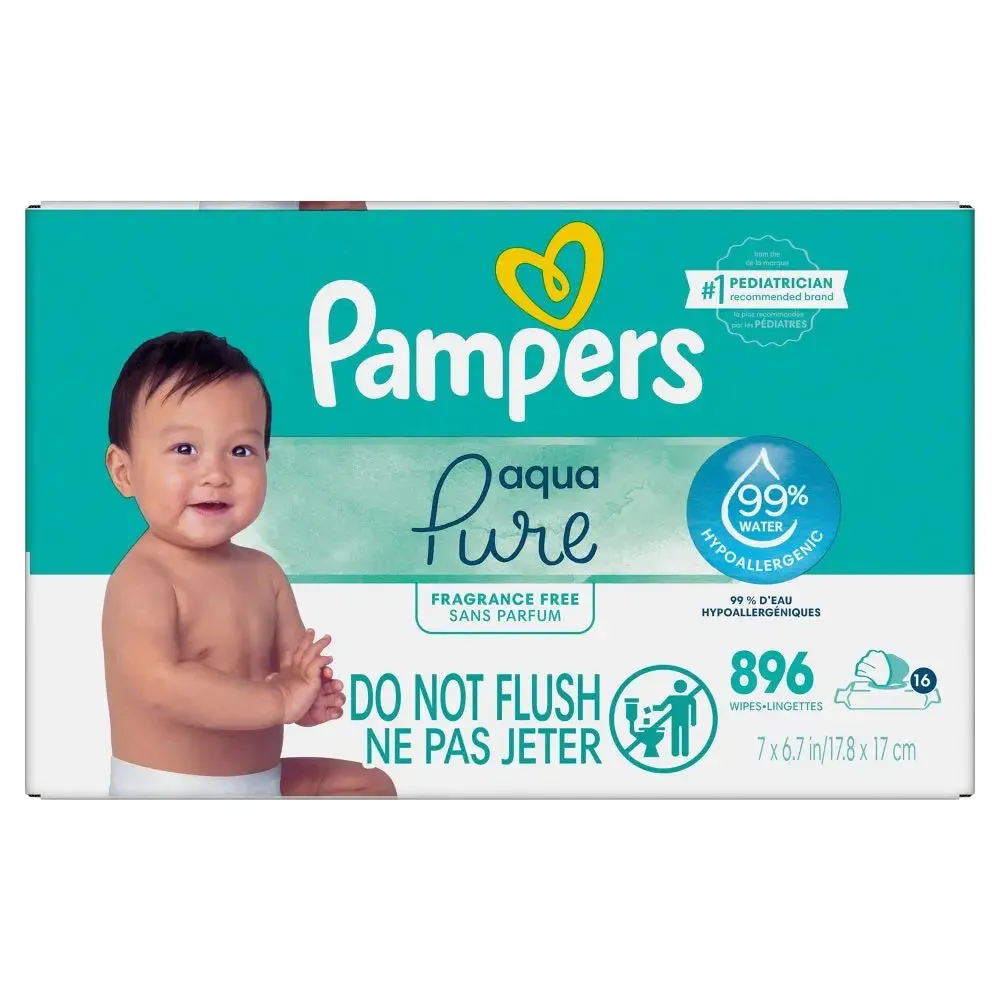 Pampers Baby Wipes - Aqua Pure - 896ct