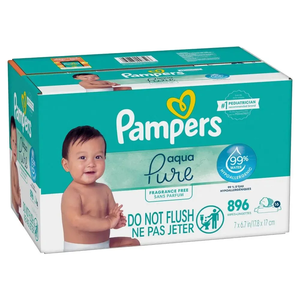 Pampers Baby Wipes - Aqua Pure - 896ct