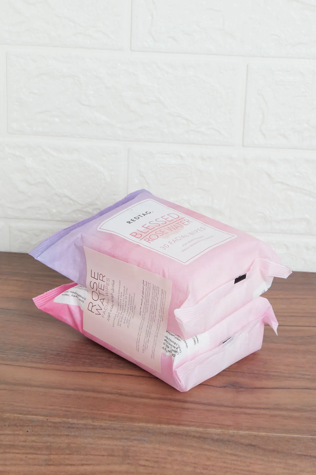 Pink Rose Water Facial Wipes Set (2 Piece)