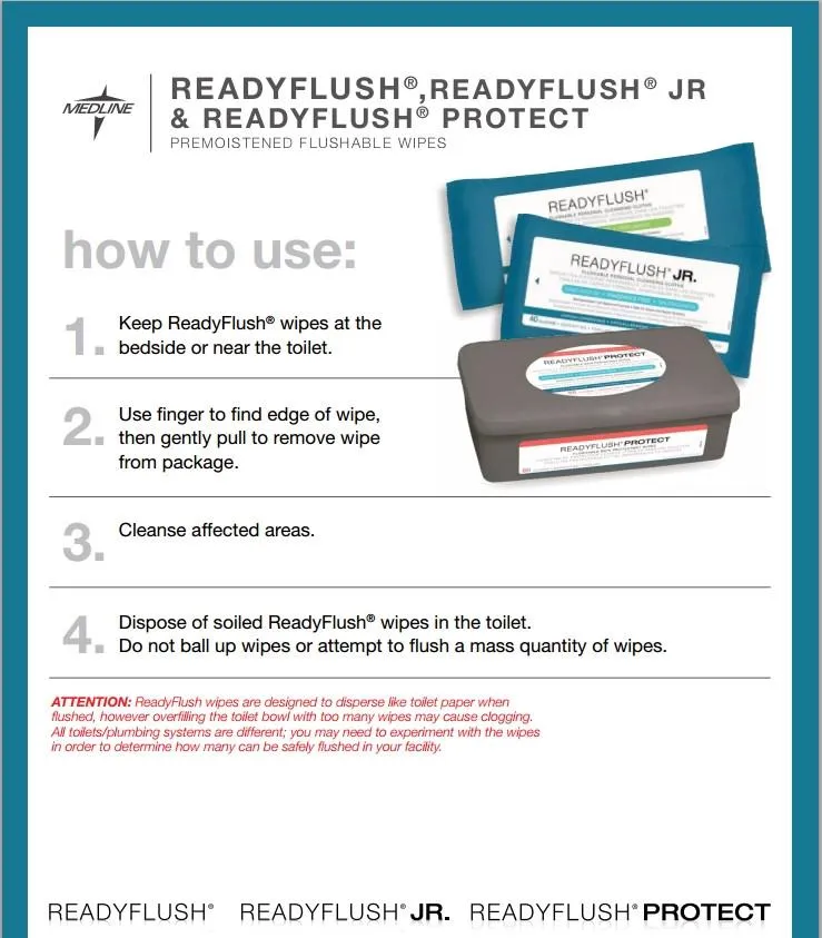 ReadyFlush Fragrance Free, 7"x8"  40/pk  (case of 24 pks)