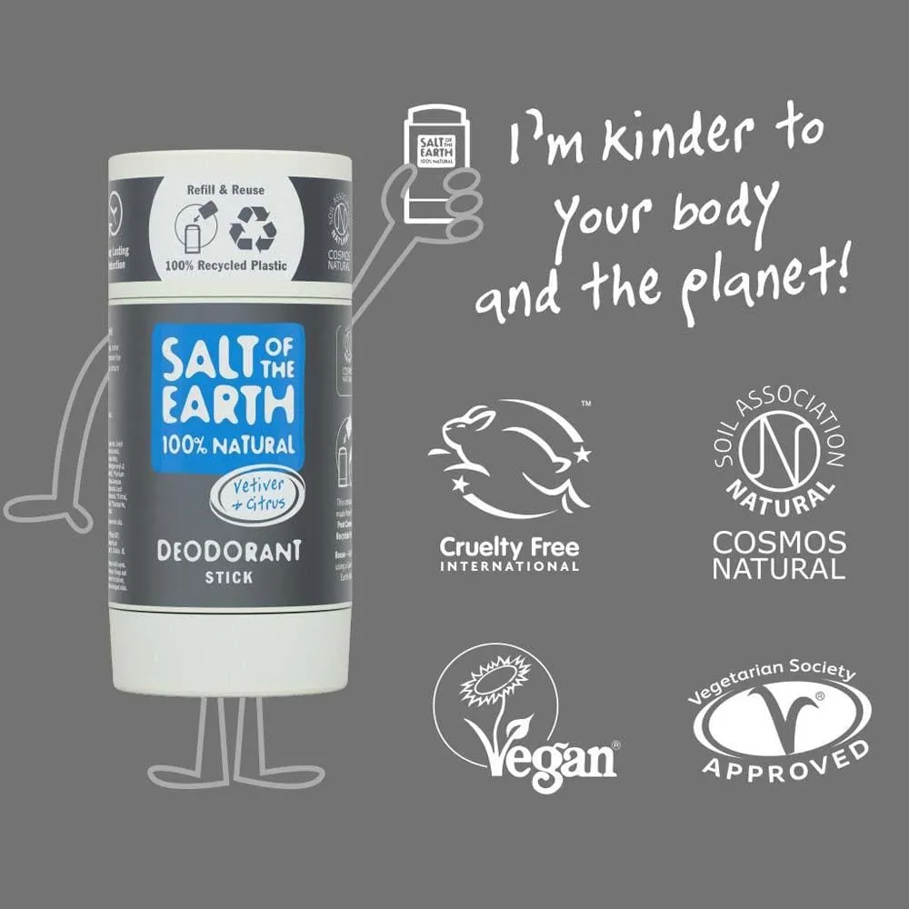 Salt of The Earth Natural Deodorant Stick (Refillable) - Vetiver & Citrus