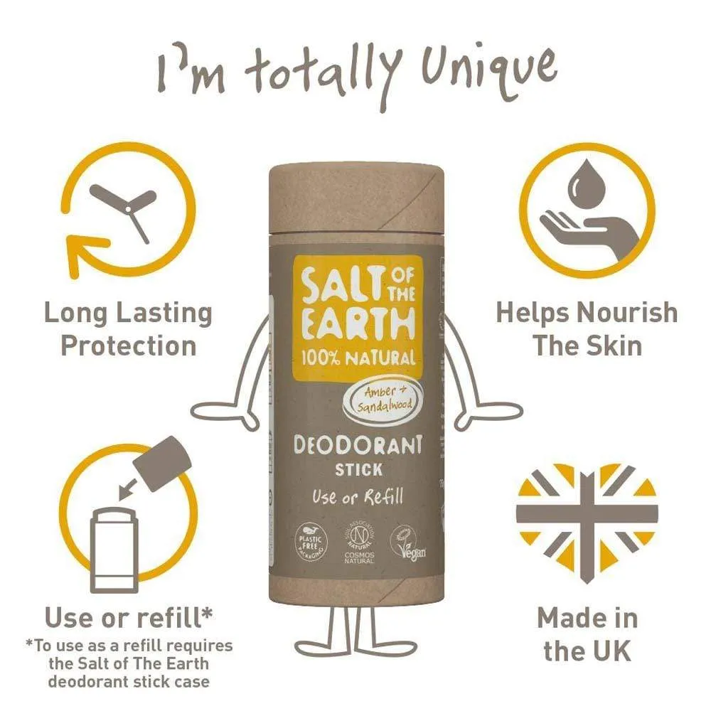 Salt of The Earth Natural Deodorant Stick Tube - Amber & Sandalwood