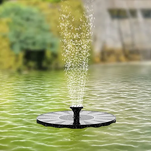 Solar Fountains,Solar Powered Bird Bath Fountain Pump with 6 Nozzles 1W Solar Water Fountain, Free Standing Floating Solar Powered Water Fountain Pump for Bird Bath, Garden, Pond, Pool